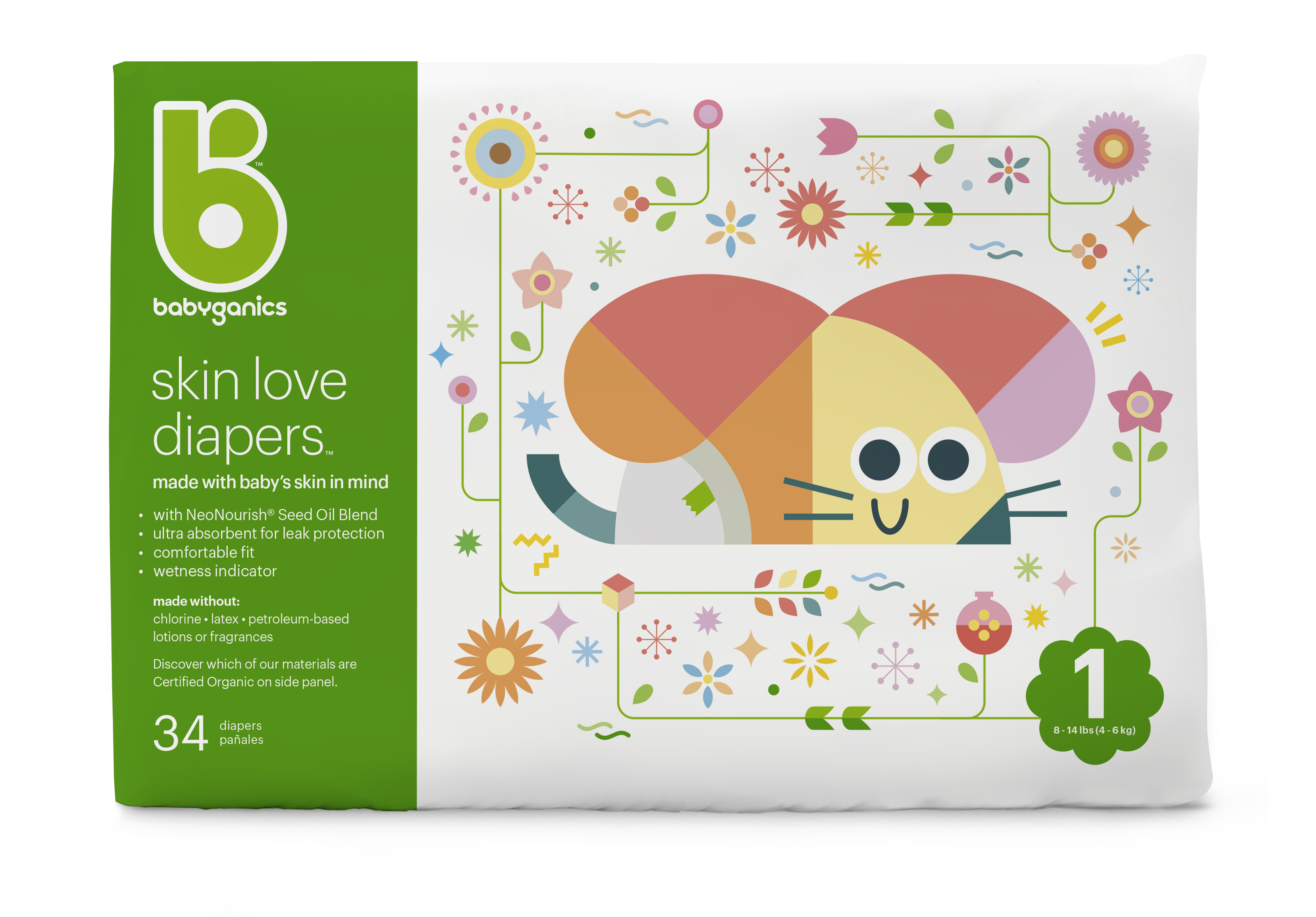 skin love diapers, size 1